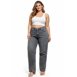 ABERCROMBIE & FITCH Curve Love The 90s Straight Ultra High-Rise Jean Sz 32 Black